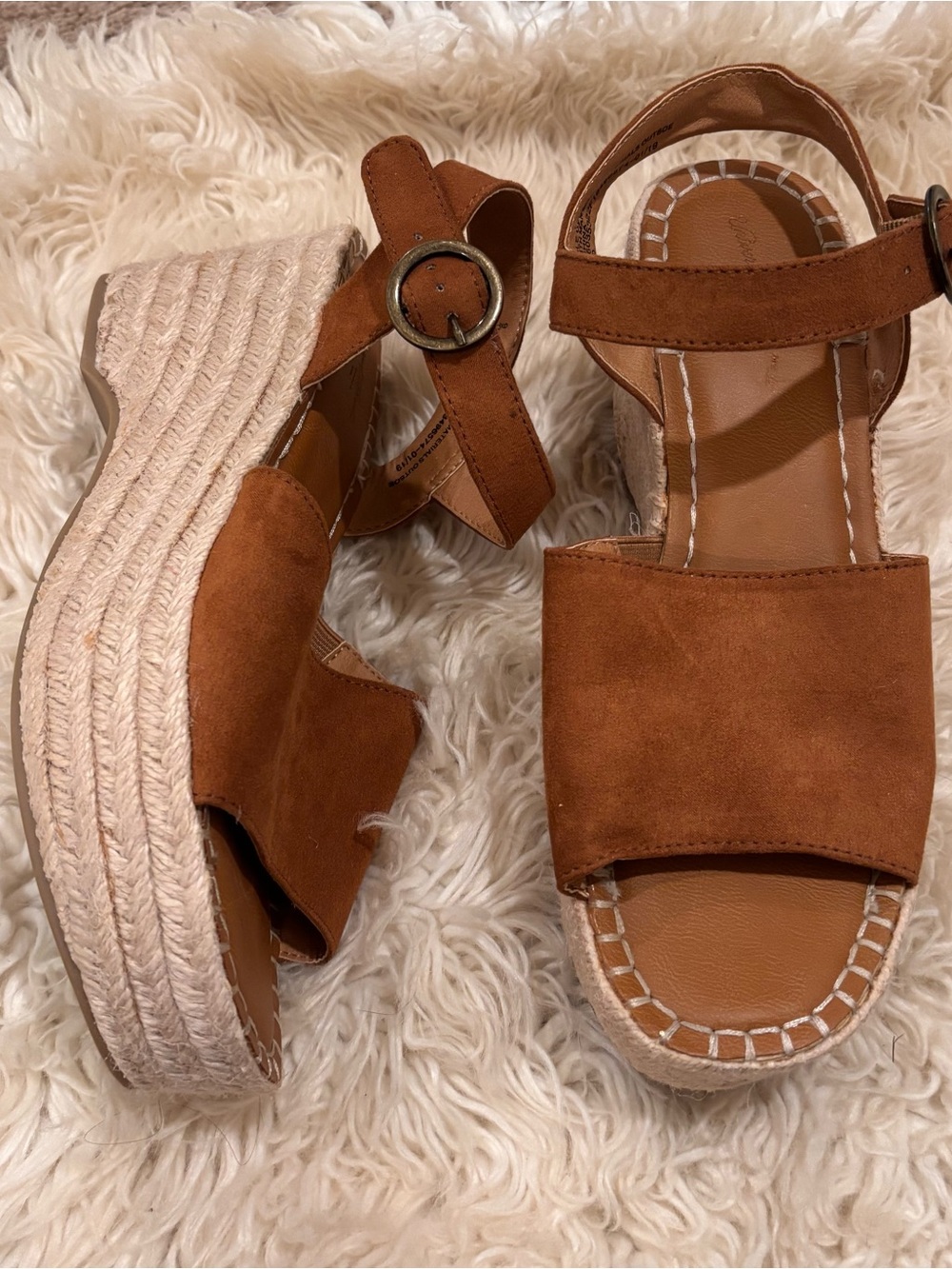 Universal Thread Brown Suede Espadrille Wedge Sandals